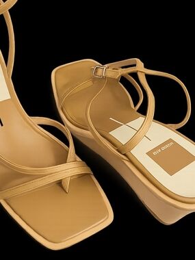 Dolce Vita Strappy Platform Sandals in Tan.